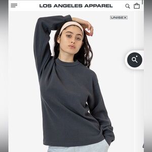 Los Angeles Apparel Long Sleeve Heavy Thermal Crew Neck in Dolphin Blue